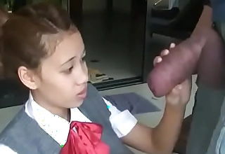Oriental schoolgirl opens with regarding suck oustandingly flannel