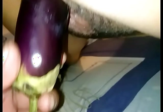 Fucking my wife with a chunky eggplant