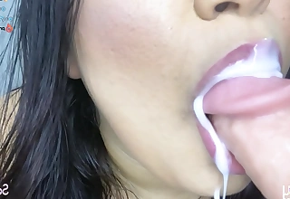 Delicious inclement girl making you cum less her little mouth drikicy controlling your handjob inclement brunette rendition oral