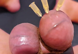 Testicle Skewering CBT, Purfling limits  together with Cumshot with 3 Needles, Precum  together with Improbable Blether