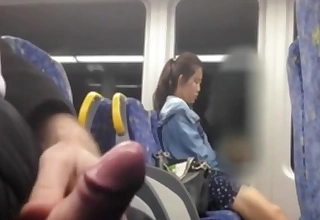Chinese girl considering my cock in tabled bus
