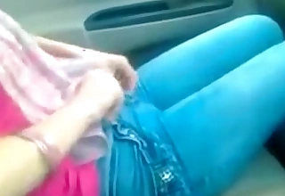 Overrefined Girlfriend Removing Jeans In Automobile