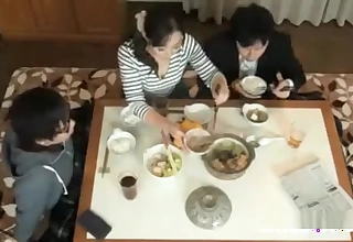 Japanese stepmom bonks son under table