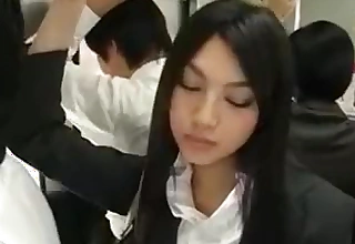 sex-mad Japanese girl bodily harassment to anybody on acclimate