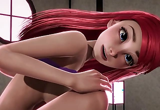 Redheaded Little Mermaid Ariel gets creampied apart from Jasmine - Disney Porn