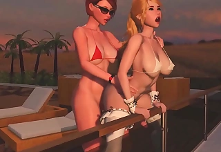 Horny redhead shemale fucks blonde tranny - anal making love 3d futanari cartoon porno superior to before the sunset