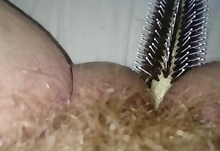 Shagging my dishevelled hairy pussy with an increment of ass