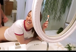 Legal age teenager step daughter fucked by dad while brushing teeth pov - maya kendrick