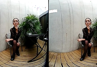 VRpussyVision.com - Juvenile unladylike smokes topless added to just about leather skirt