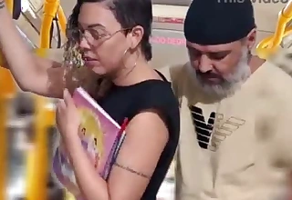 Slutty Student Gets Cumshot in Public out of reach of the Bus