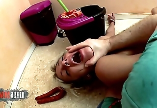 Nicky wayne brutal anal shacking up in the air food with the addition of milk enema