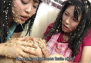 Subtitled revolutionary japanese natto sploshing lesbian babes